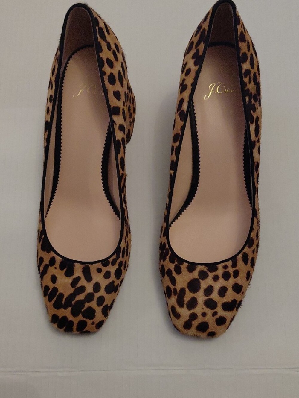 J. Crew Leopard-Print Calf Hair Square Toe Blocked Heel Pumps Brown Black 9.5 - Picture 3 of 9